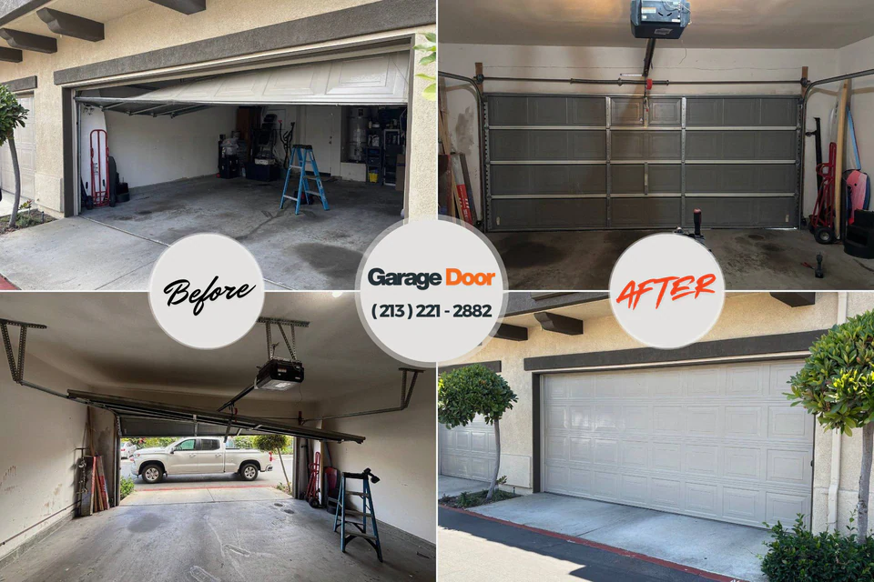 Before and after: garage door repair Colwyn, PA